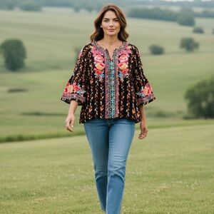 Savanna Jane Multicolor Embroidered Blouse